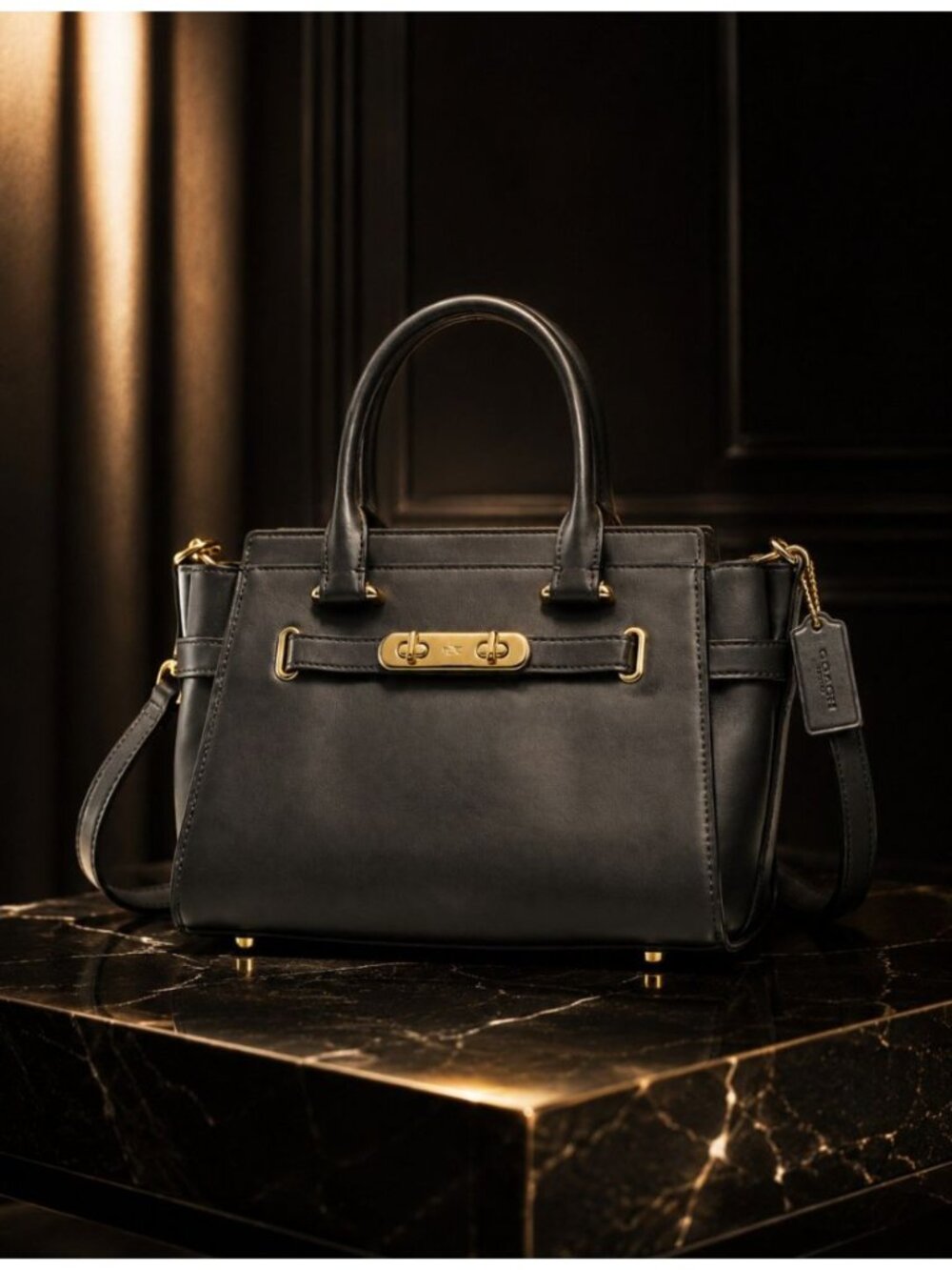 Coach Swagger 27 Gray Brown Glovetanned Leather Gold Satchel 12111 Authentic - Picture 2 of 16